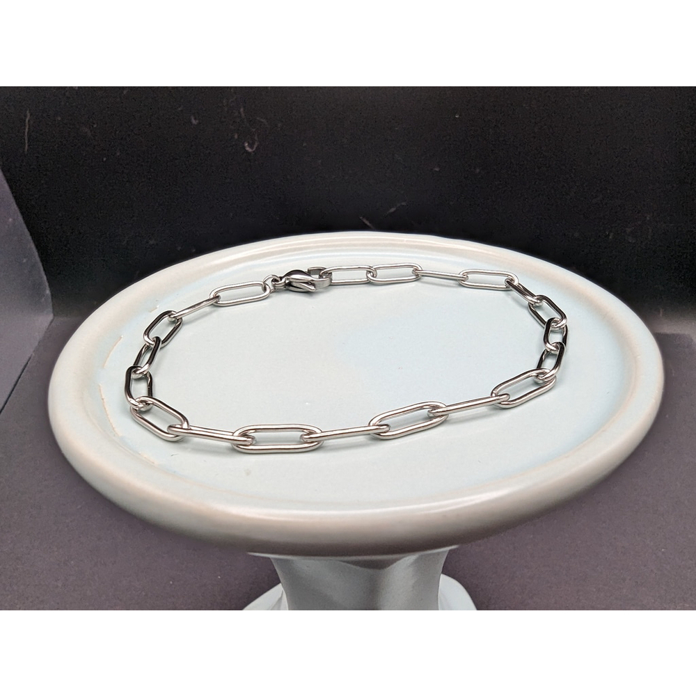 XXS Stainless Steel Paper Clip Chain Stackable Bracelet 6 inch - Picture 4 of 5